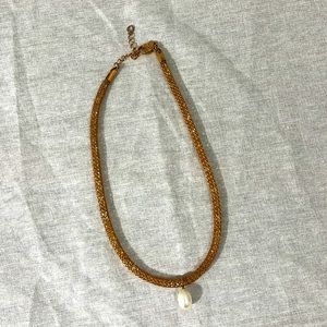 Silver rose gold pearl necklace